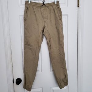 3for$25 George tan cargo pants sweats cuffed comfy tie strap pockets